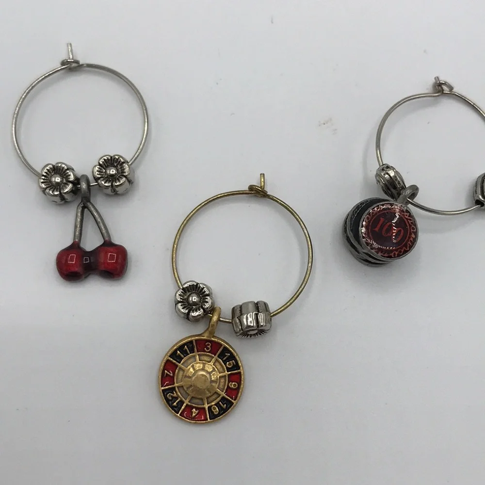 SET OF THREE WINE GLASS TAGS CASINO THEME - Picture 2 of 2